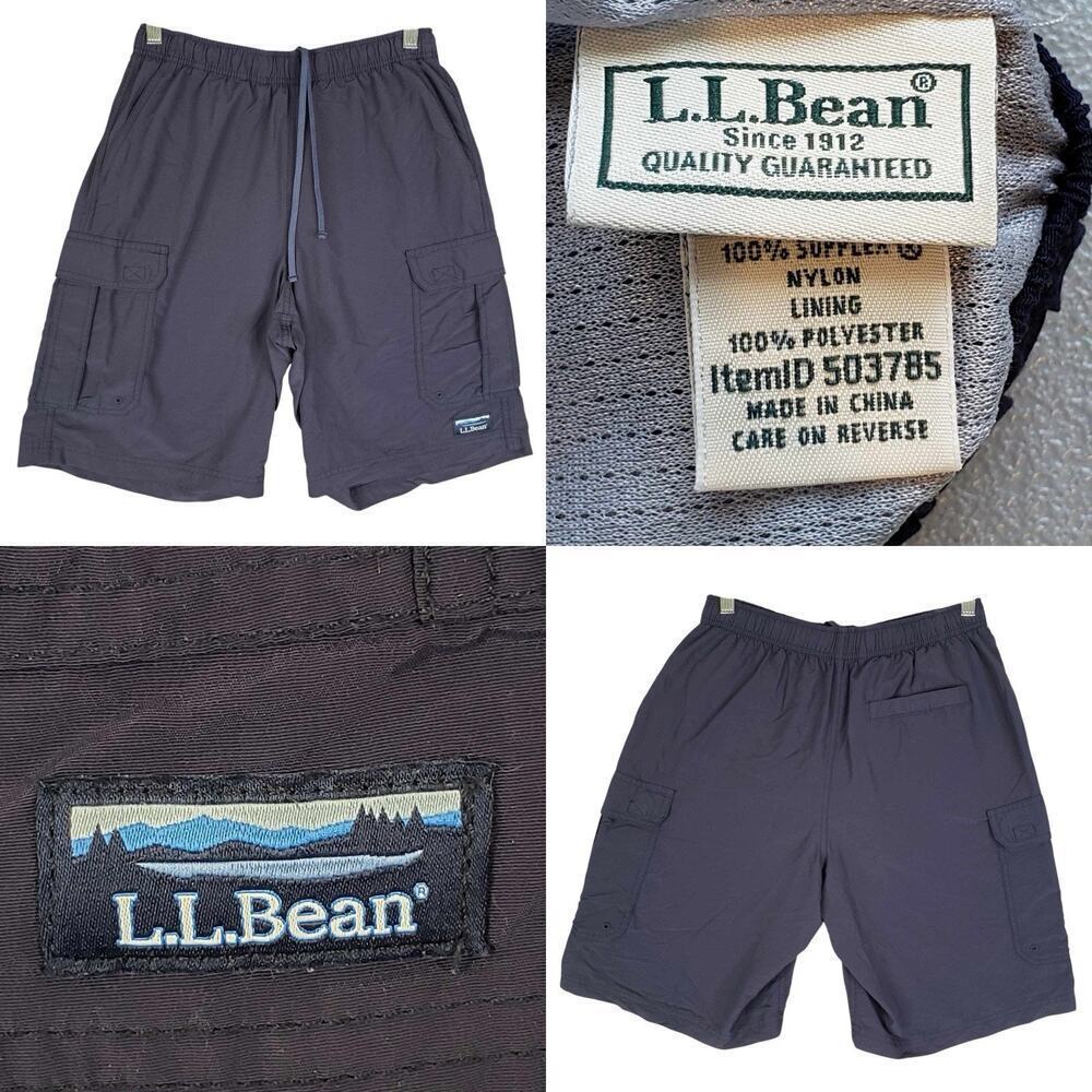 LL Bean Cargo Shorts Men's Size Small Lined Drawstring Pull On Athletic Blue